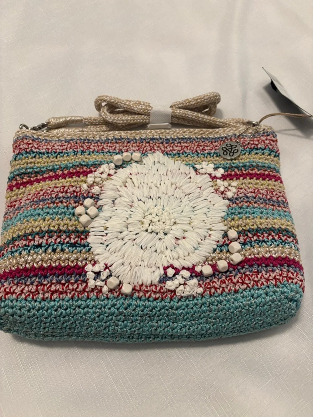 Sak Lumi Convertible Multi Colored Crossbody Bag hand-crocheted exterior NWT